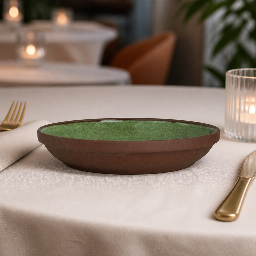 Commercial Spice Deep Plates 160mm Green Vitrified Stoneware