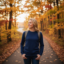 Premium Ladies Crew Neck Sweatshirt with Brushed Reverse and Set-In Sleeves in Navy Color