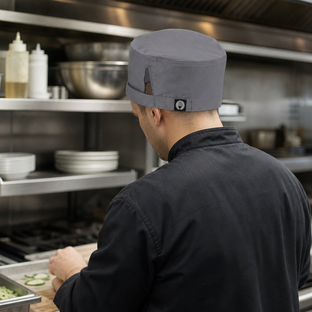 Lightweight Grey Cool Vent Beanie for Commercial Kitchen Use