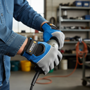Premium Fingerless Gel Palm Padded Work Gloves with Terry Cloth Back and Hook and Loop Closure
