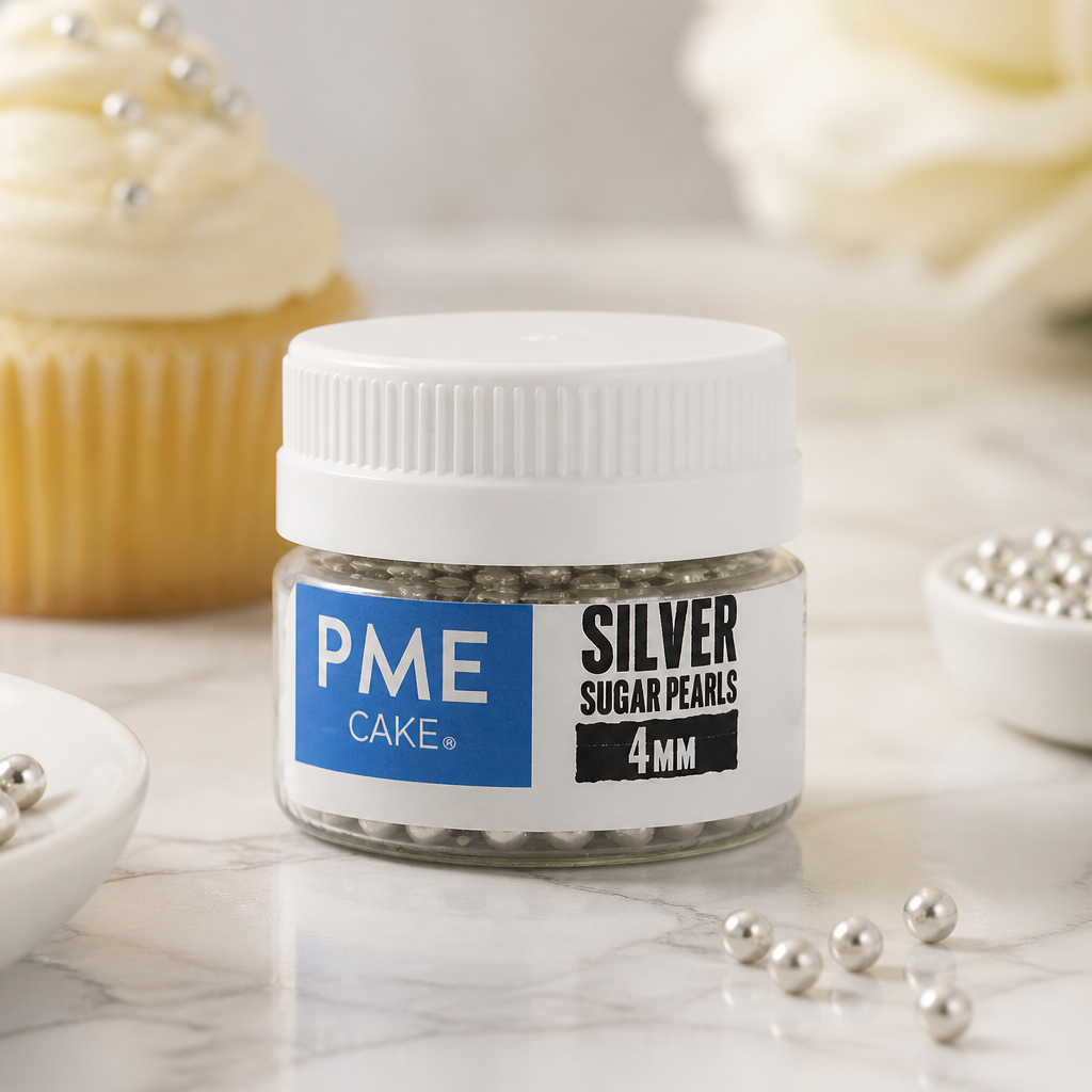Silver Sugar Pearls 4mm Cake Decorations 32g Commercial Use