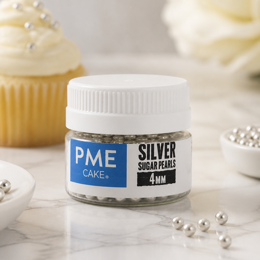 Silver Sugar Pearls 4mm Cake Decorations 32g Commercial Use