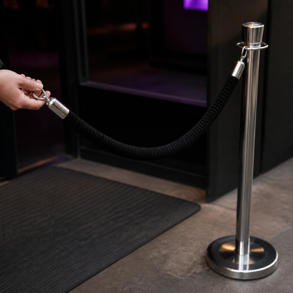 Commercial Black Rope Barrier System 1.5m for crowd control