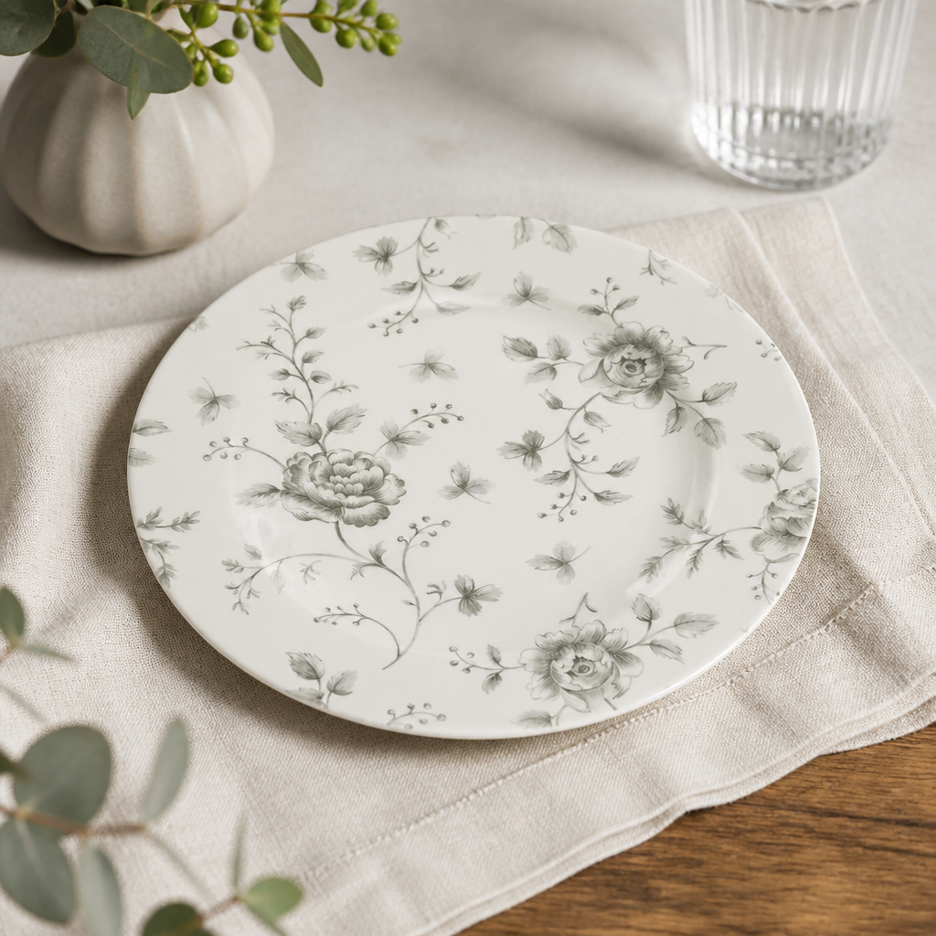 Vintage Prints Grey Rose Plates 210mm for Commercial Dining