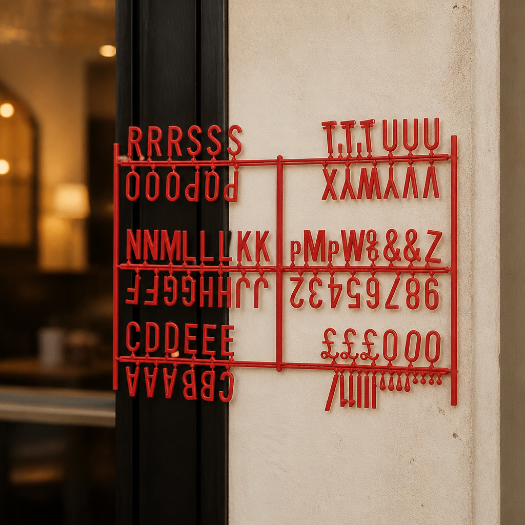 Medium red commercial peg board letter set