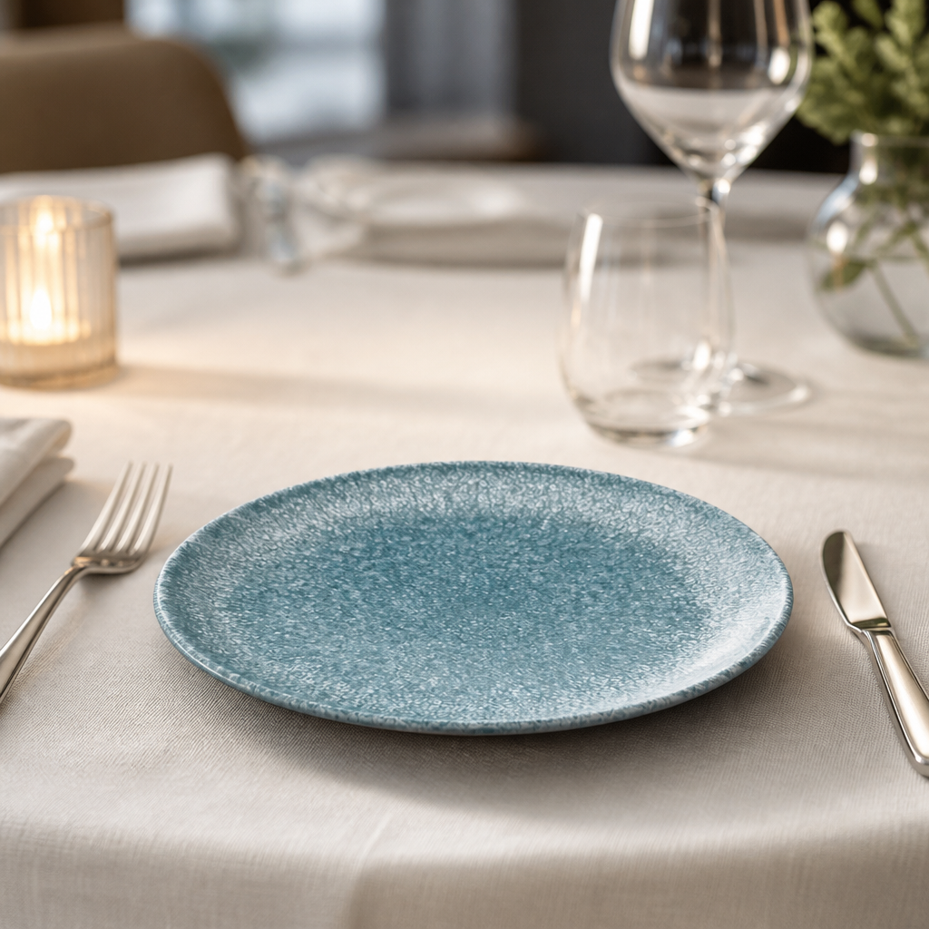 Commercial Coupe Plates Topaz Blue 217mm Porcelain 12 Pack