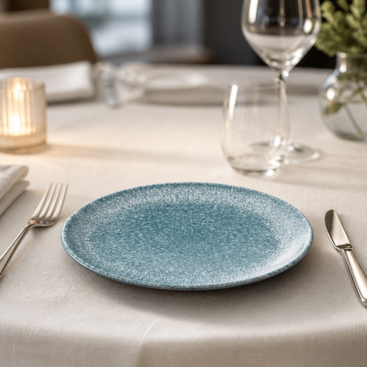 Commercial Coupe Plates Topaz Blue 217mm Porcelain 12 Pack