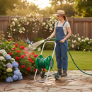 Premium 1/2" Garden Hose Thru Feed Trolley - Maximum Length 50M, Lightweight and Durable Design