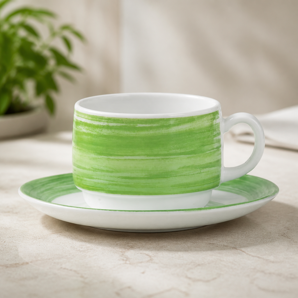 Green brush saucers 140mm pack of 48 for commercial use
