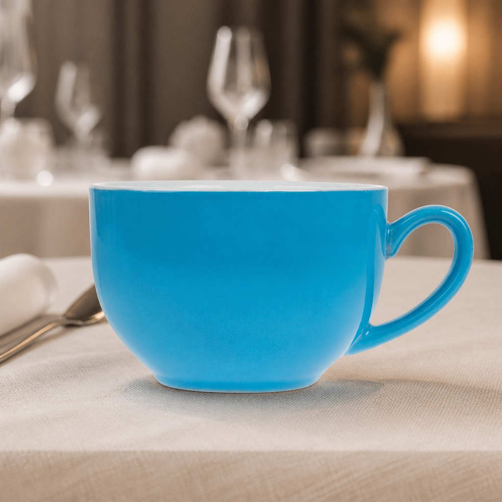 Commercial Cappuccino Cups Blue 340ml Stoneware 12 Pack