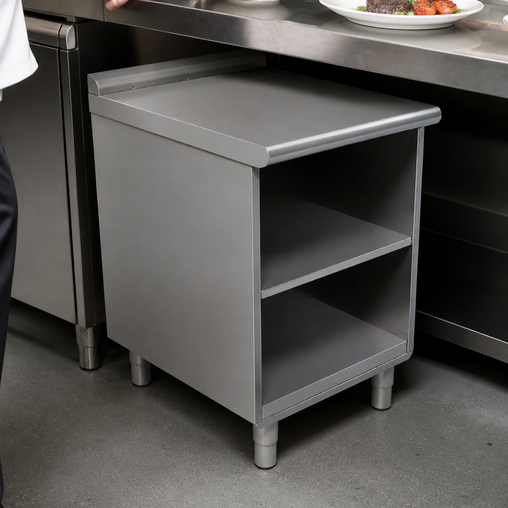 Commercial undercounter storage cabinet with worktop space