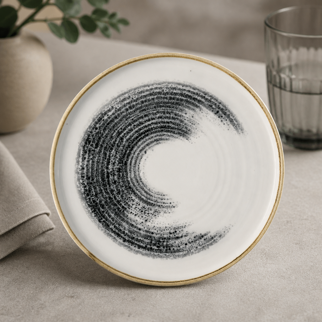 Commercial Walled Plates 260mm Black - 6 Pack Eco Glaze
