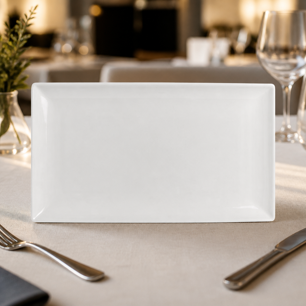 Commercial Porcelain Rectangle Plates 330mm - 6 Pack