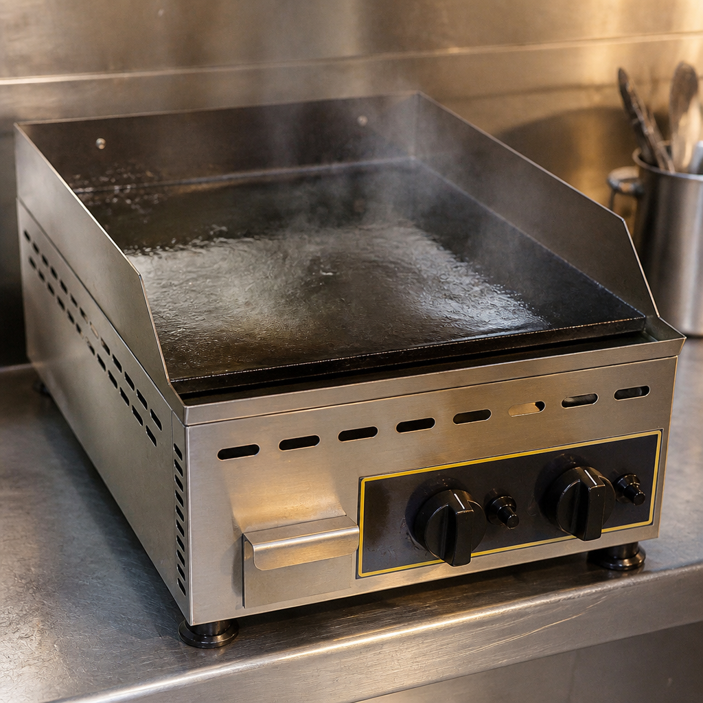 Double Zone Gas Griddle 365x545mm Commercial Steel Plate