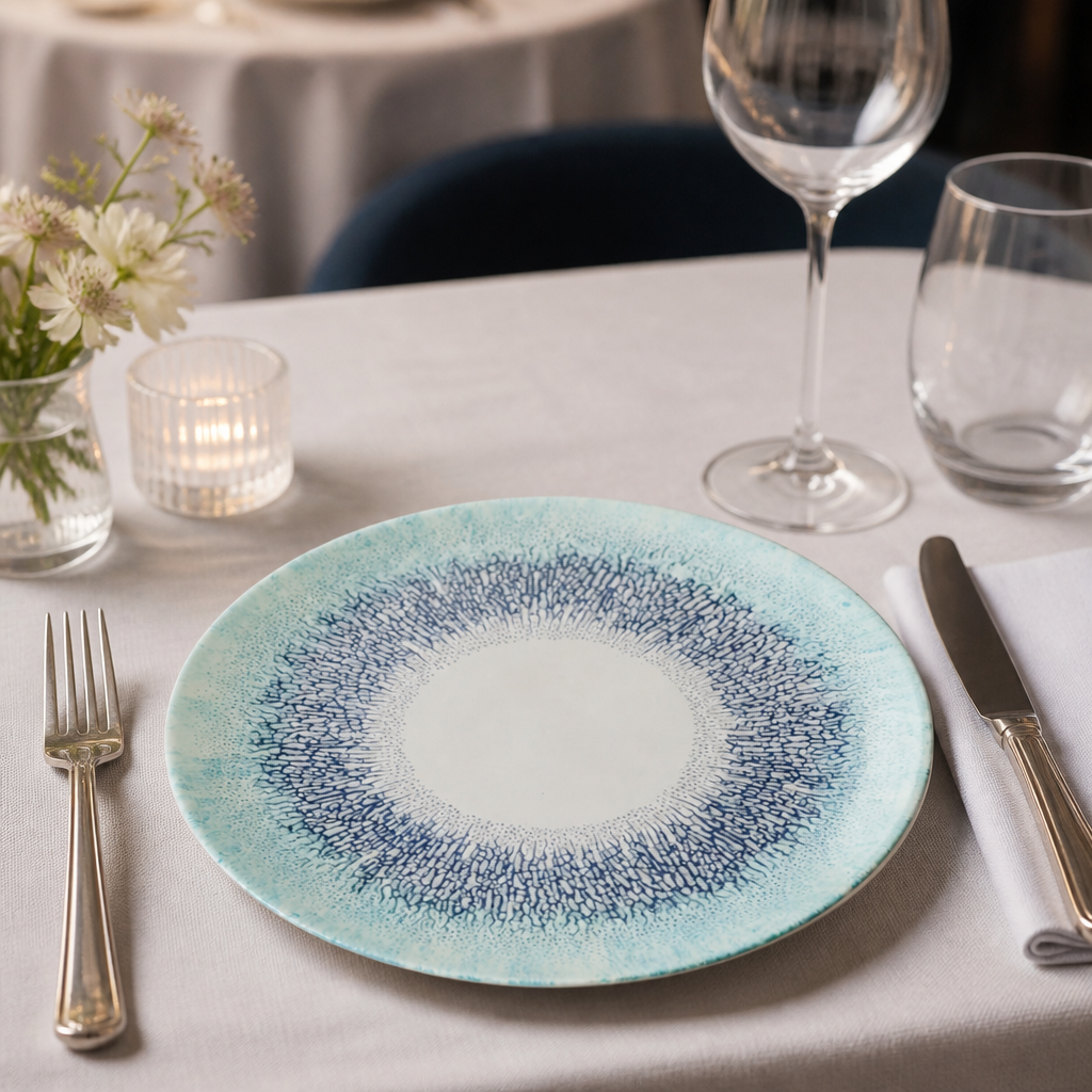 Commercial Coupe Plates 217mm Blue Textured Design 12 Pack