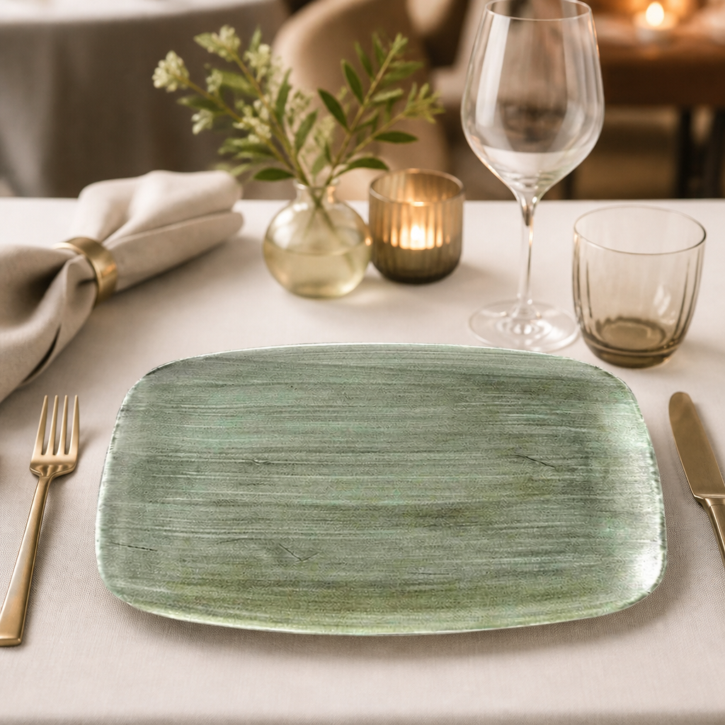 Commercial Oblong Plates 343x235mm in Burnished Green