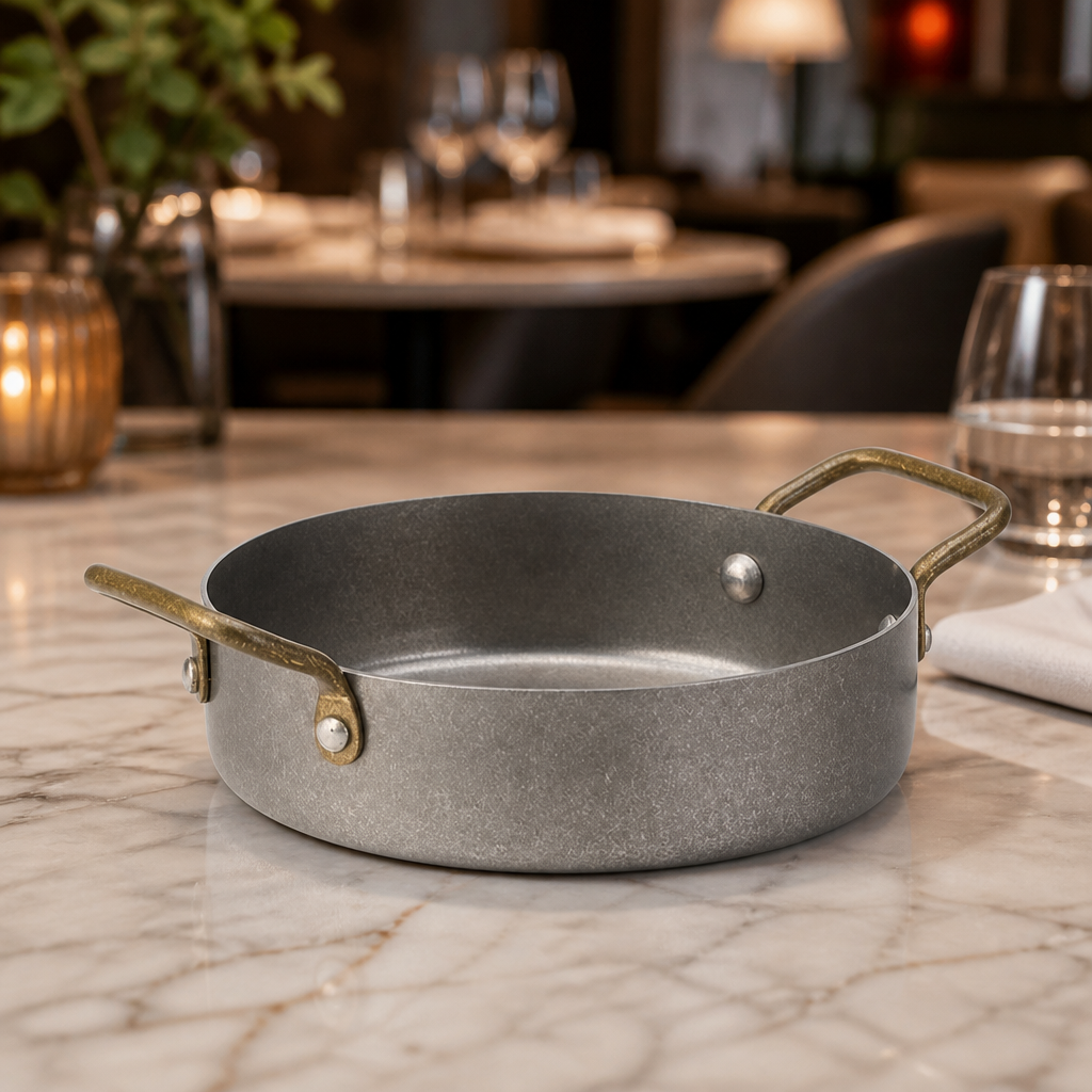 Set of six 5-inch mini stainless steel balti dishes