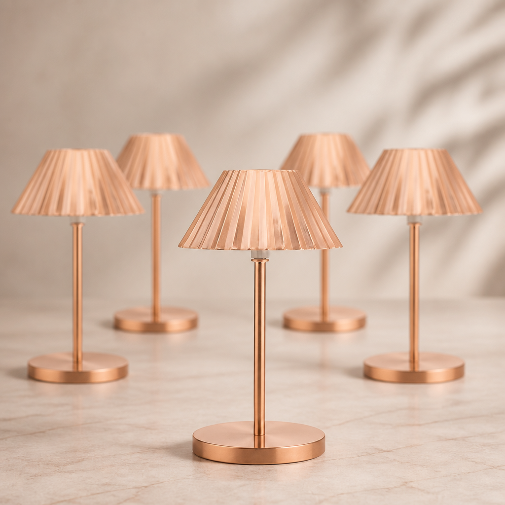 Cordless Table Lamp 230mm Brushed Copper Rechargeable 6 Pack
