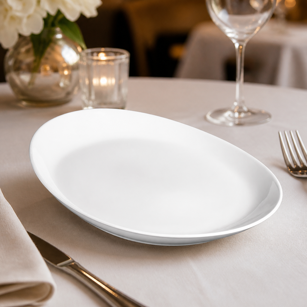 Commercial Oval Porcelain Plates 340mm - 12 Pack