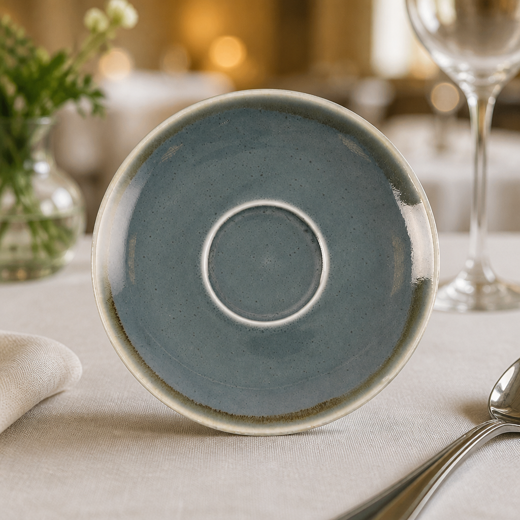 Commercial Porcelain Cappuccino Saucers 140mm Ocean 6 Pack