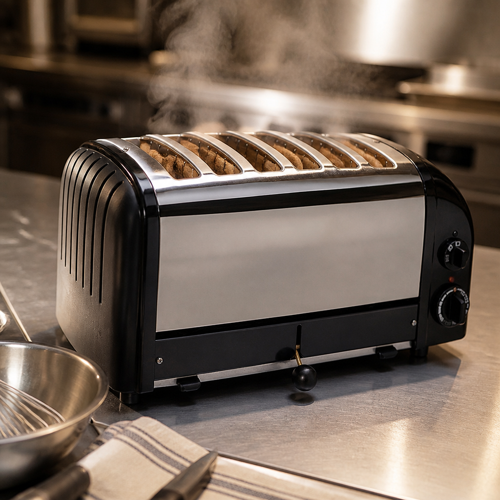 Commercial Bun Toaster 6 Slot Black 115mm Capacity