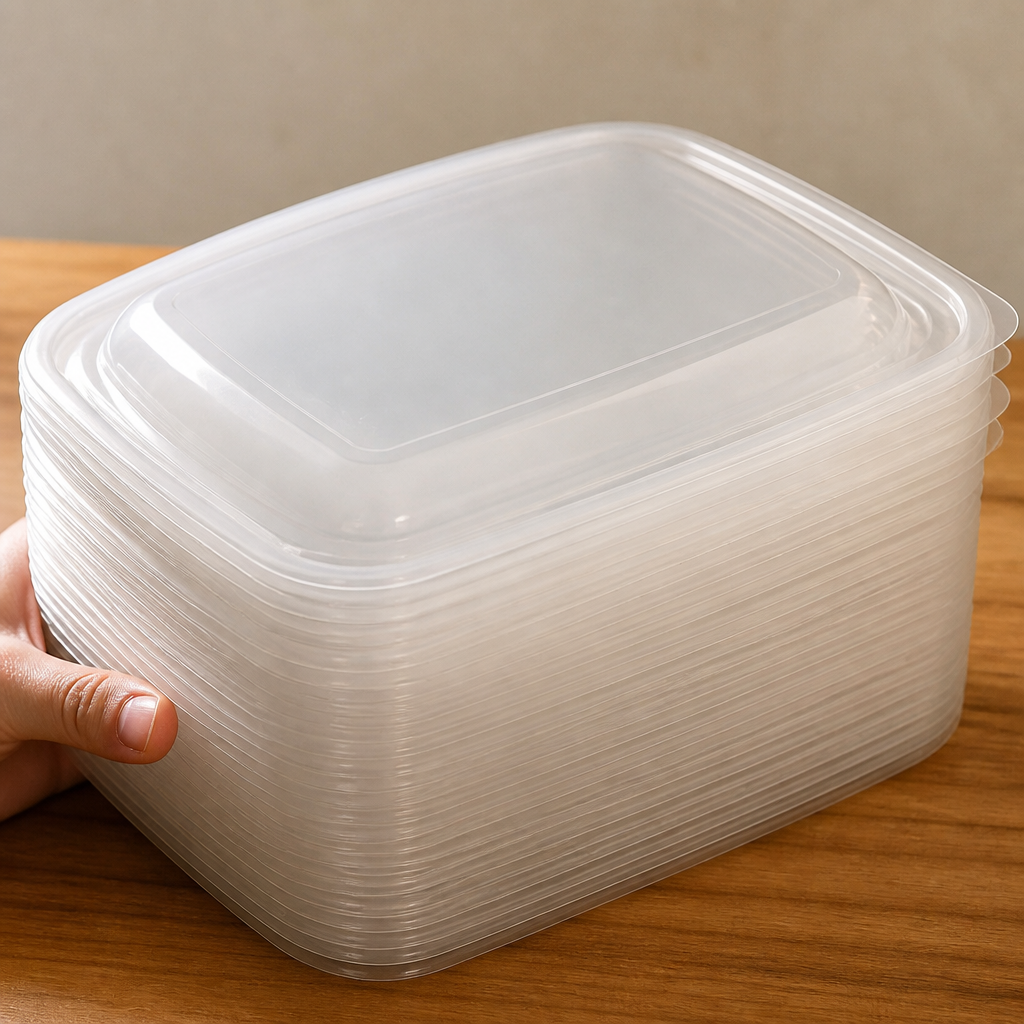 Commercial Medium Rectangular Food Container Lids 900ml 300 Pack