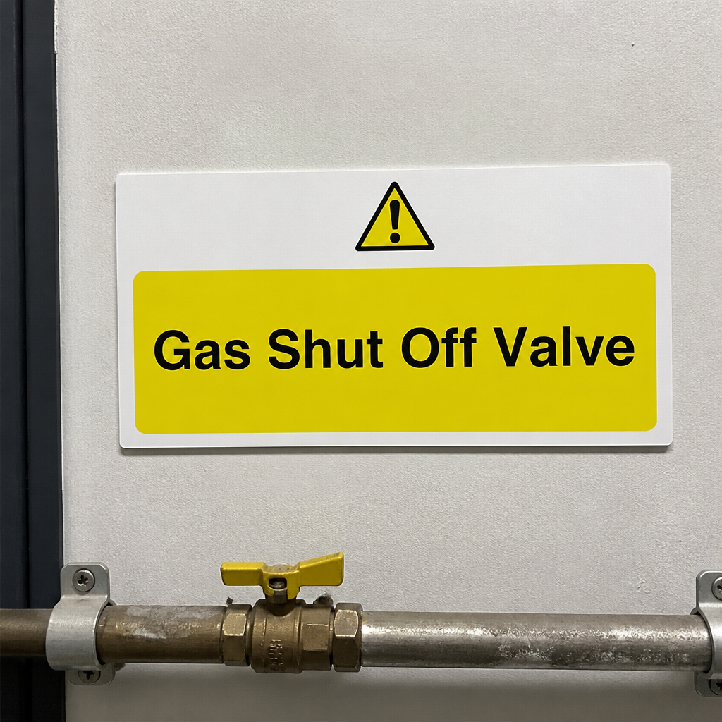 Commercial Kitchen Safety Sign - Gas Shut Off Valve 100x200mm