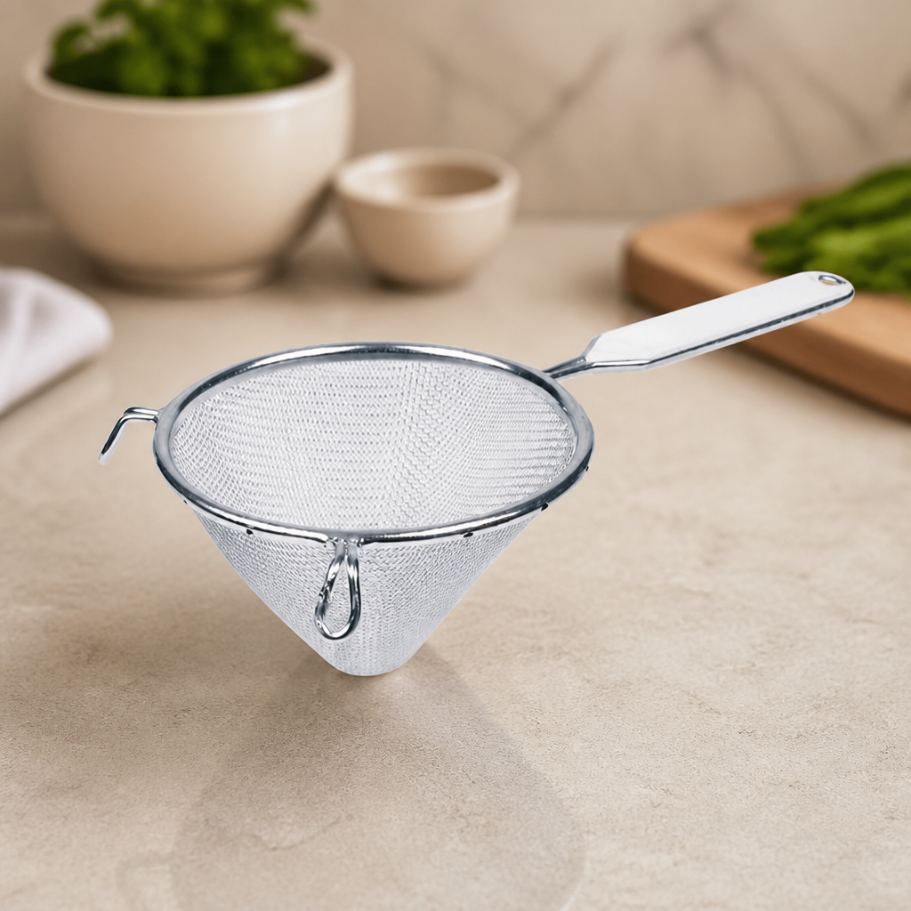 14cm Commercial Tinned Conical Strainer for Kitchen Use