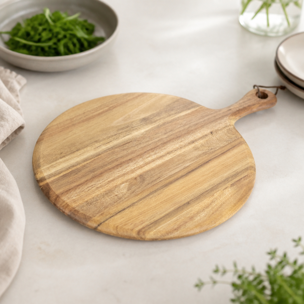 Commercial Acacia Wood Round Pizza Paddle Board 330mm