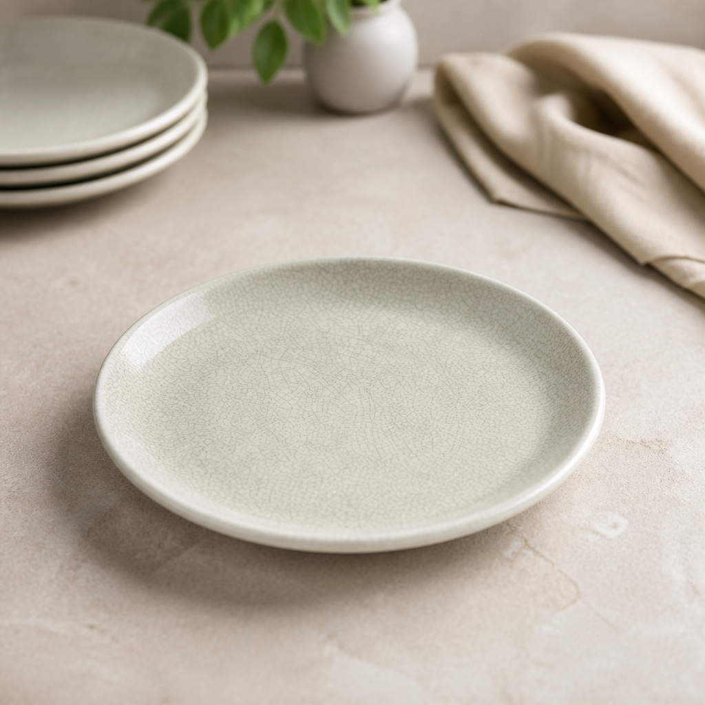 Commercial Coupe Plates 252.5mm Taupe 12 Pack Crackle Finish
