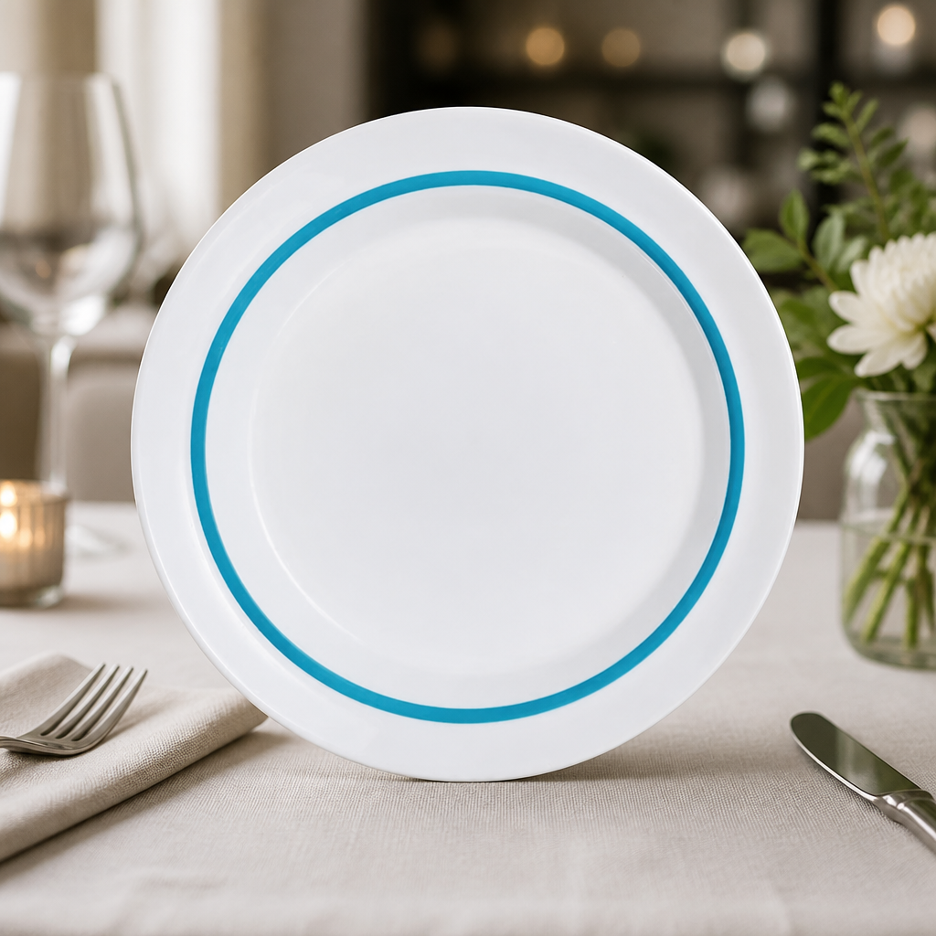 Commercial 230mm Blue Rim Plates 12 Pack