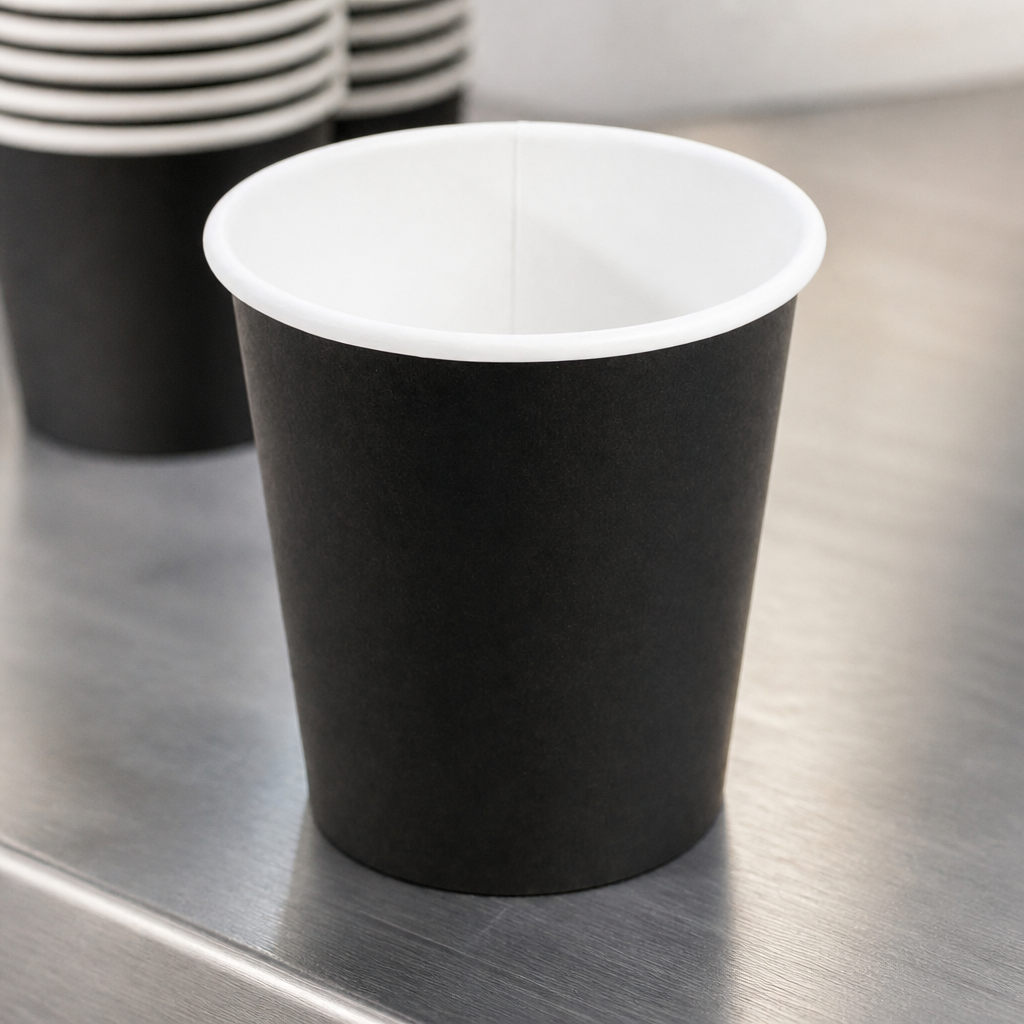 Disposable Coffee Cups 8oz Single Wall Black 1000 Pack