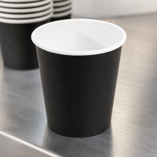 Disposable Coffee Cups 8oz Single Wall Black 1000 Pack