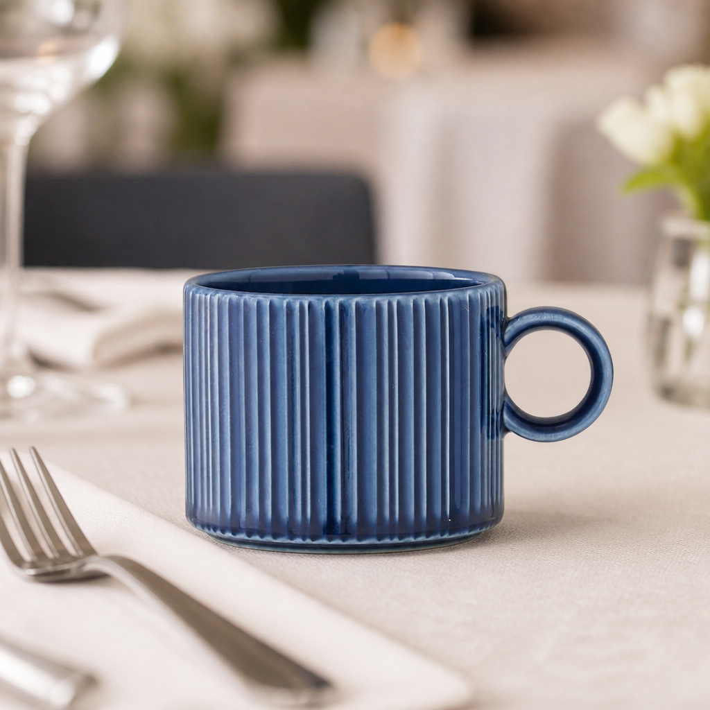 Midnight blue porcelain commercial can cups 85ml pack of 12
