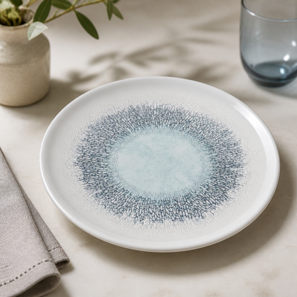 Fusion aquamarine chefs' walled plates 260mm 6 pack