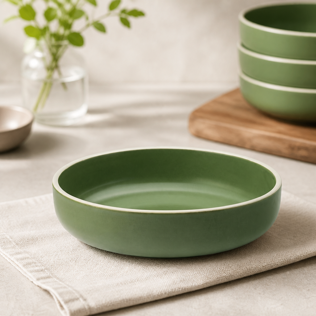 Commercial Vitrified Porcelain Bowls 175mm Forest Green 6 Pack