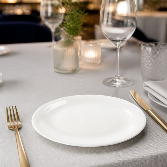 Commercial Bone China Coupe Plates 225mm for Fine Dining