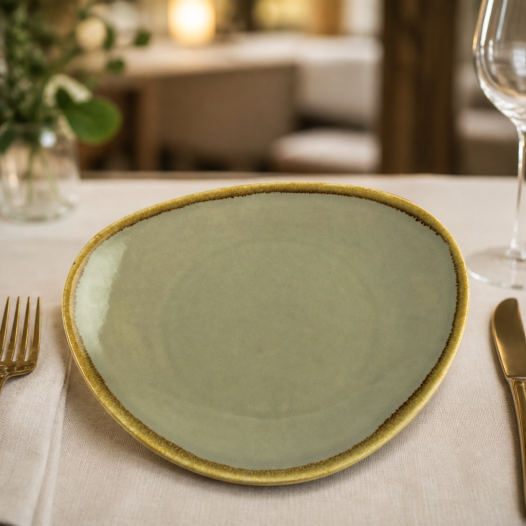 Commercial Triangular Plates 280mm Moss Porcelain 4 Pack