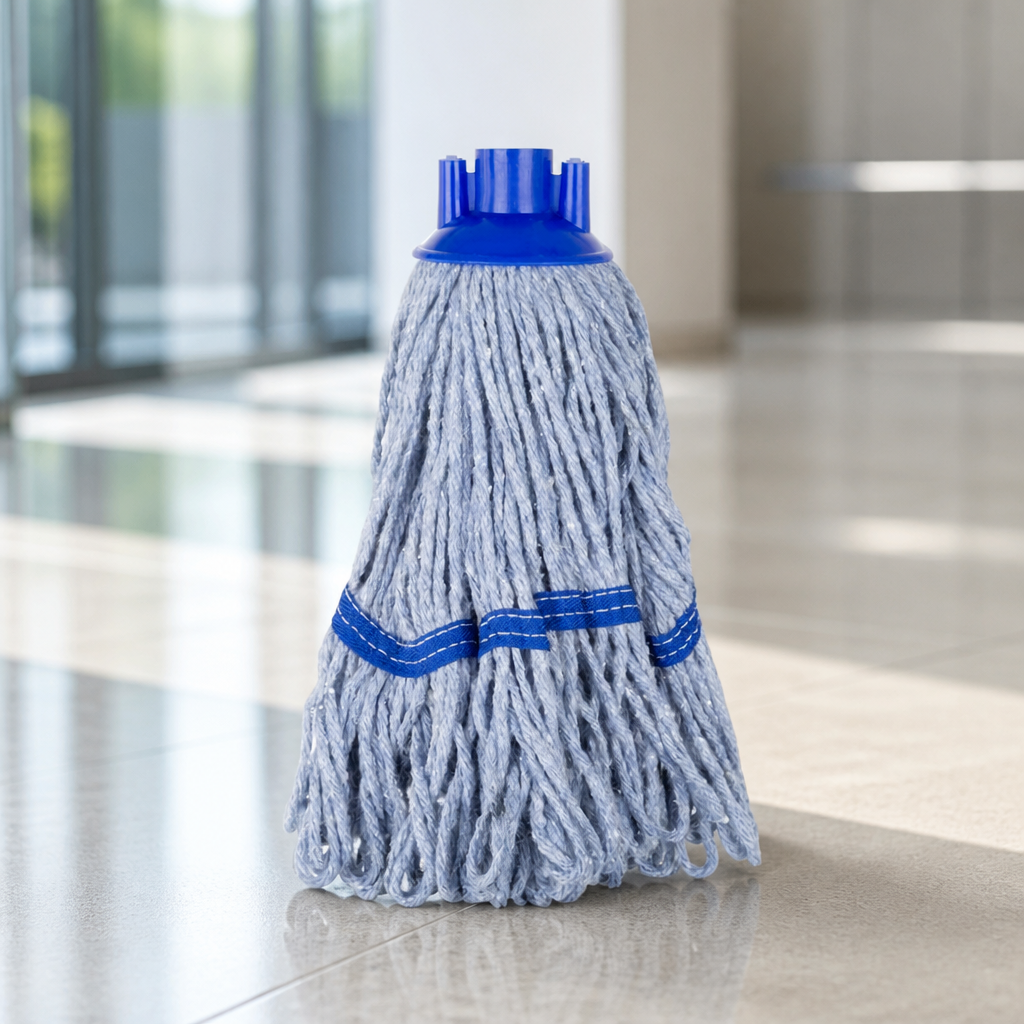 Commercial Deck Mop Head Blue Stripe 200g for hard floors