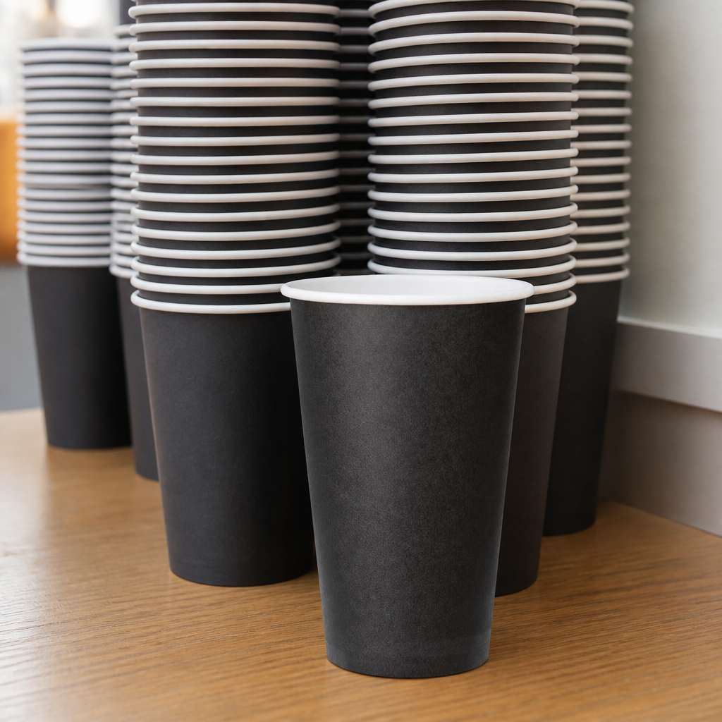 Disposable Coffee Cups 455ml Single Wall Black 1000 Pack