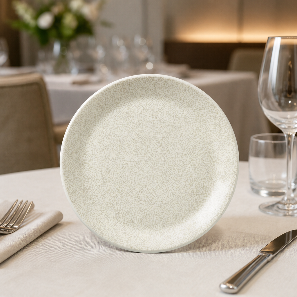 Commercial Coupe Plates 252.5mm Taupe 12 Pack Crackle Finish