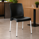Commercial Canteen Seating Polypropylene Side Chairs Black 4 Pack