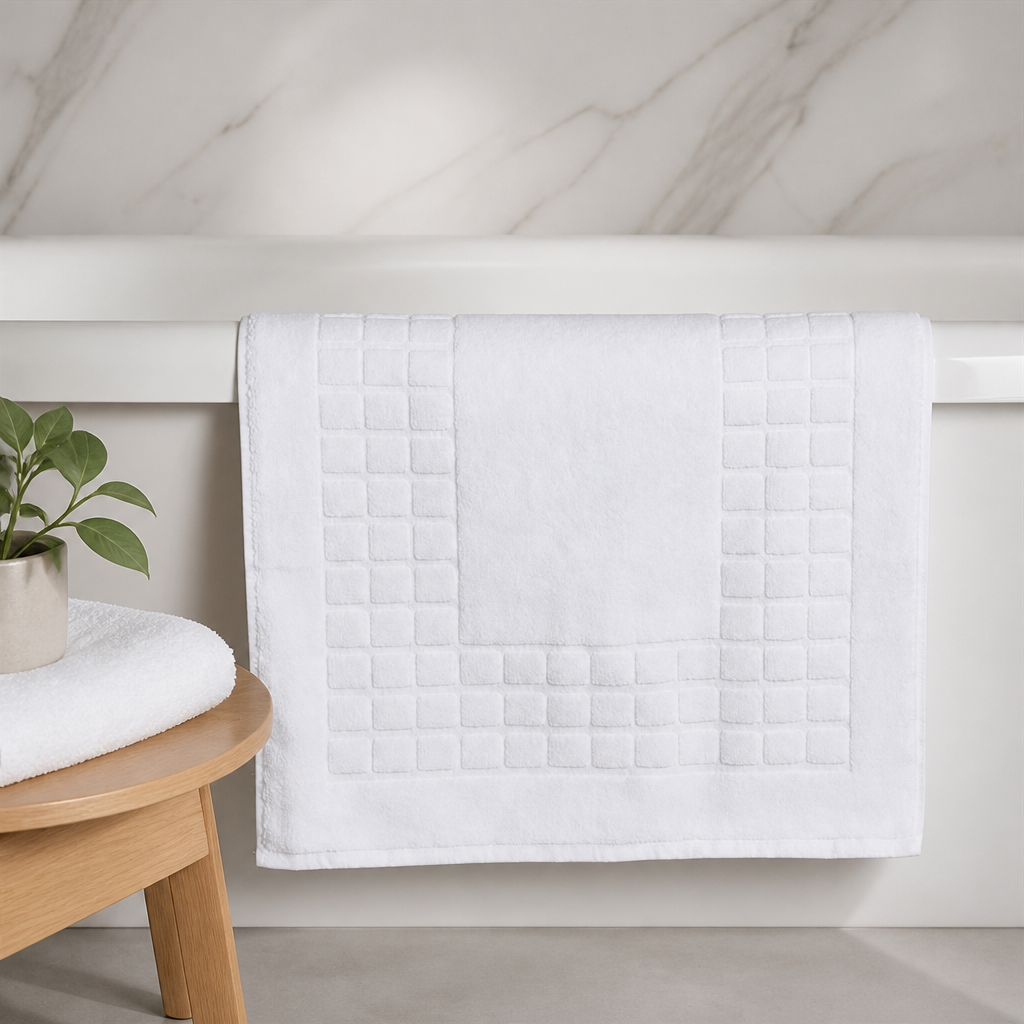 Commercial Cotton Bath Mat 500x800mm Chequerboard Design
