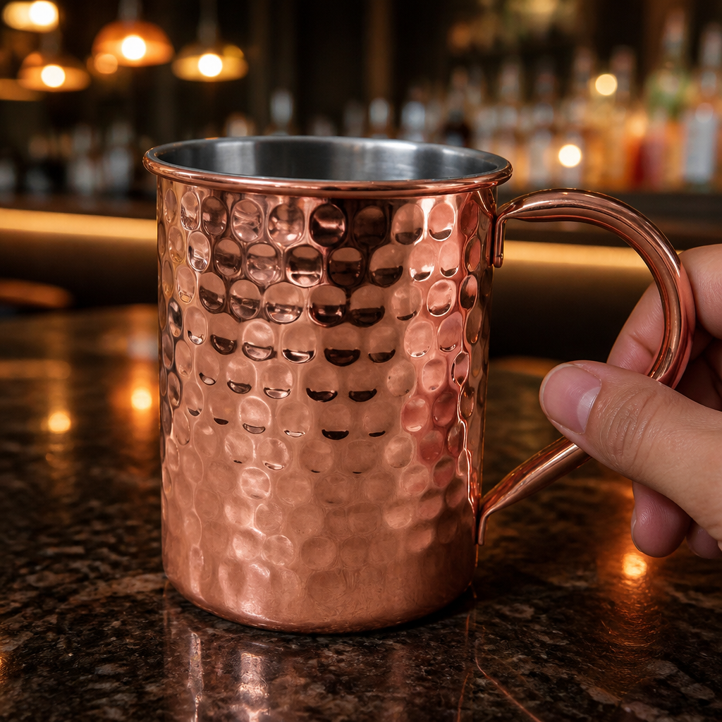 400ml Copper-Plated Hammered Metal Mug for cocktails