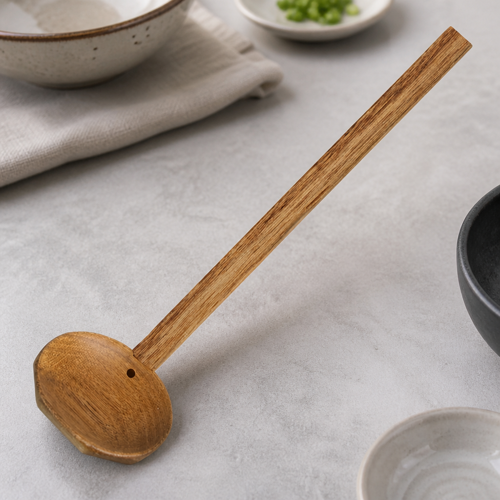 Commercial Acacia Wood Ramen and Pho Ladles 270mm 6 Pack