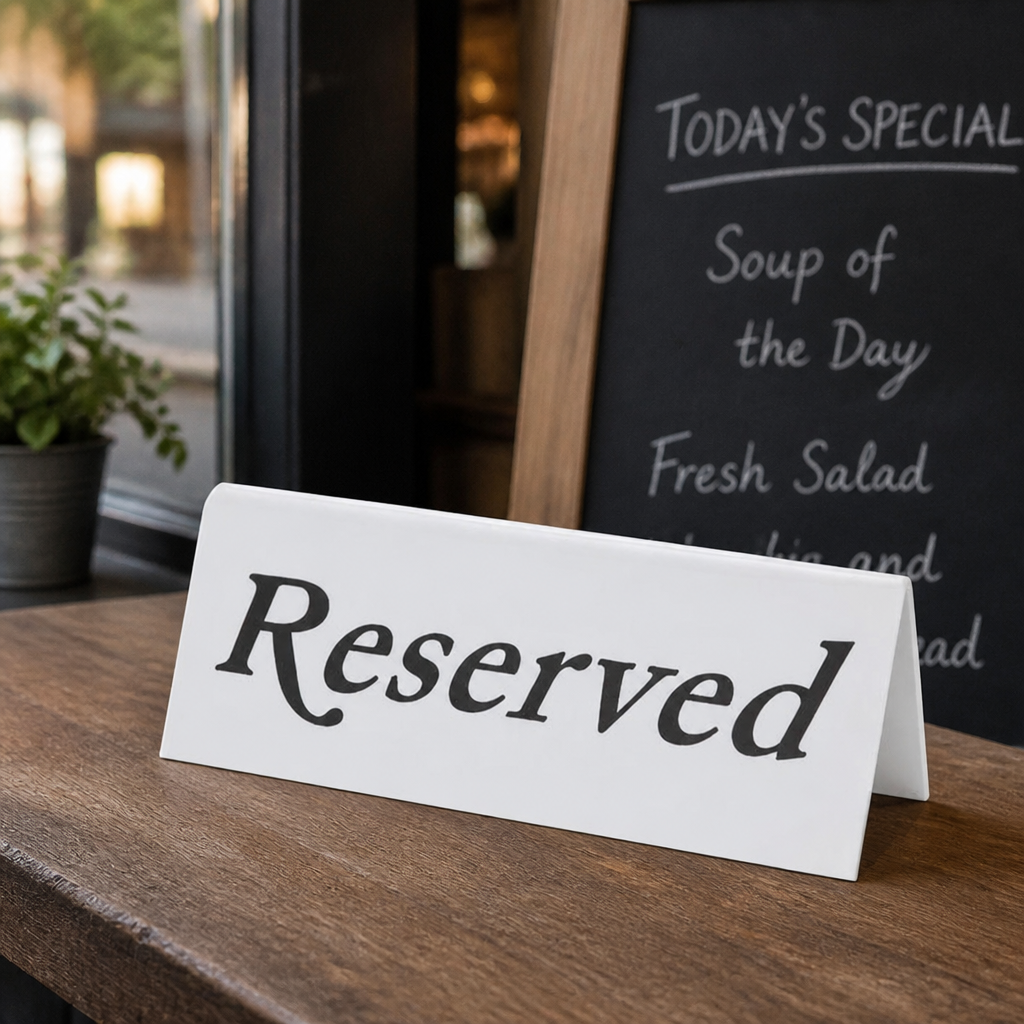 Commercial Table Reserve Signs - 10 Pack Double Sided