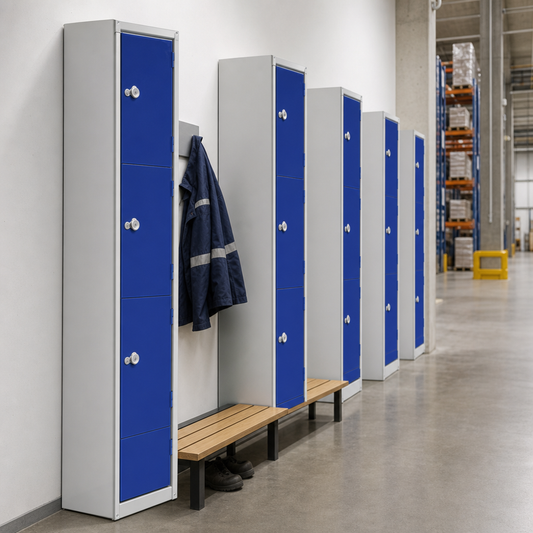 3 Door Metal Lockers with Sloping Top and Antibacterial Coating