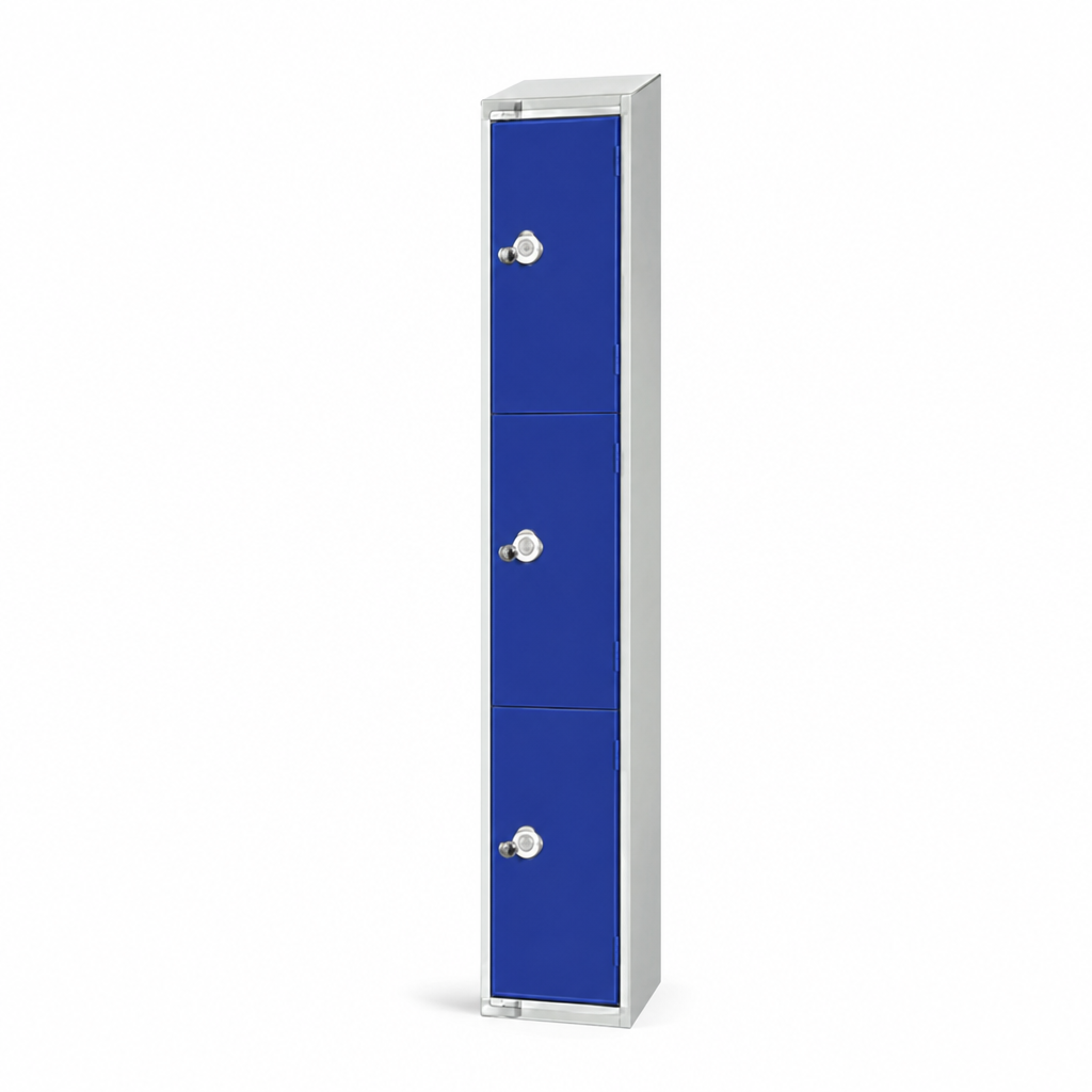 3 Door Metal Lockers with Sloping Top and Antibacterial Coating