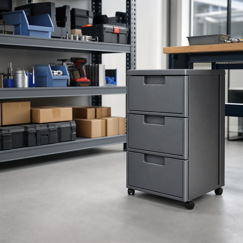 3 Drawer Mobile Polystyrene Filing Cabinet
