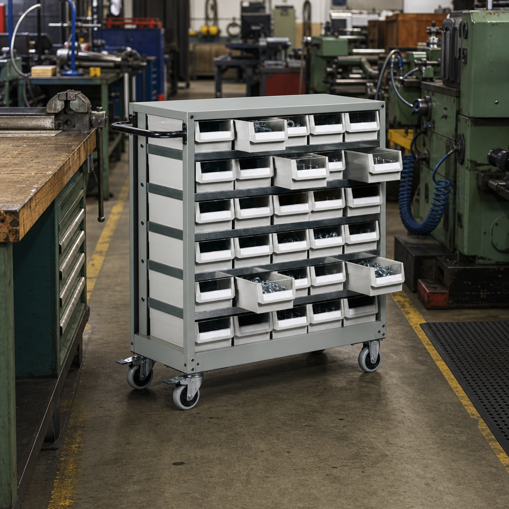 30 Drawer Mobile Small Parts Cabinet